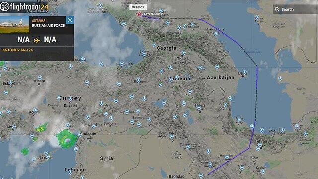 Ан-124 возвращается из Латакии в Россию 30 сентября. Фото: группа Flightradar24