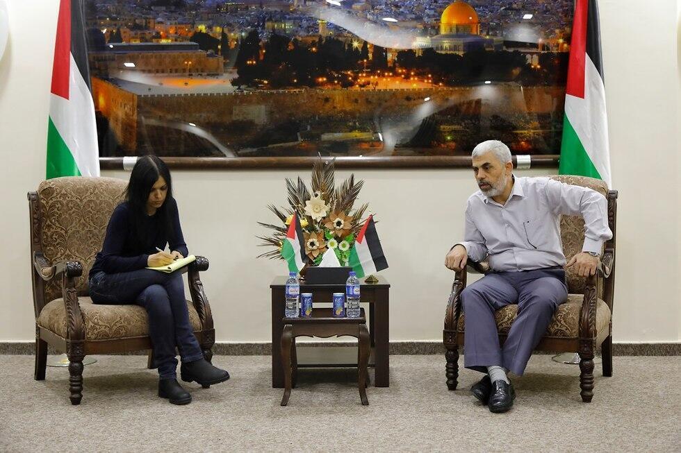 Sinwar with Italian journalist Francesca Borri nullnull Sinwar with Italian journalist Francesca Borri