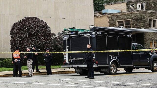 The scene of the attack at the Tree of Life synagogue in Pittsburgh 
