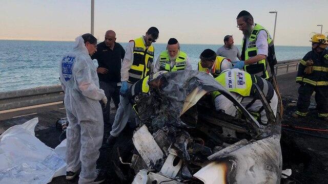 Авария на шоссе № 90. Фото: ЗАКА (צילום: זק"א) Авария на шоссе № 90. Фото: ЗАКА