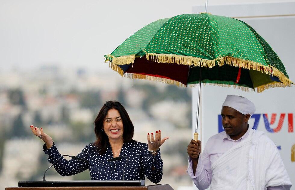 Culture Minister Miri Regev speaks at Sigd ceremony in Jerusalem