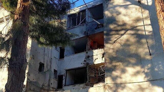 The building that suffered a direct hit in Ashkelon