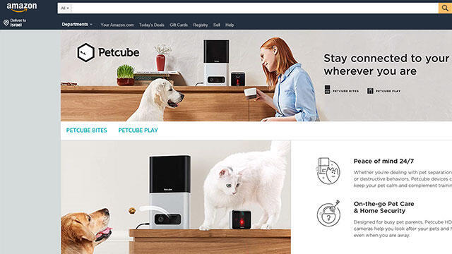 Камера для общения с домашними животными с сайта Амазон (צילום מסך: אתר אמזון) Камера для общения с домашними животными с сайта Амазон