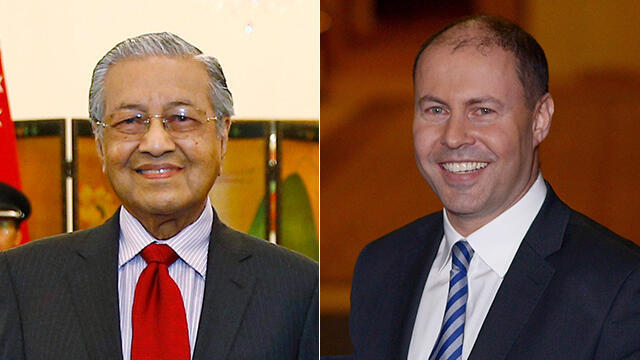 Malaysian Prime Minister Mahathir Mohamad and Australian Treasurer Josh Frydenberg 