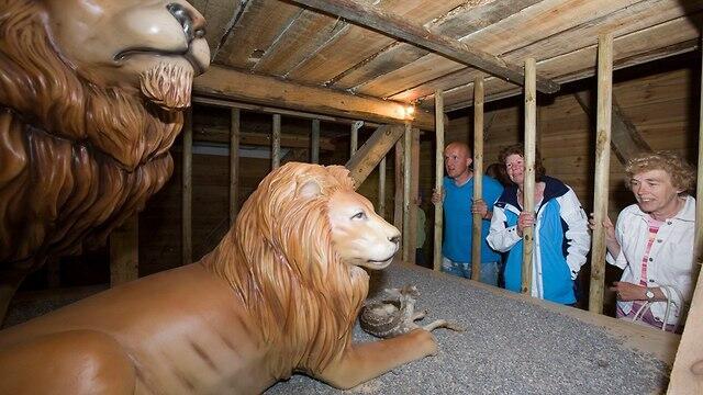 Life-size figures of animals inside the Noah’s Ark
