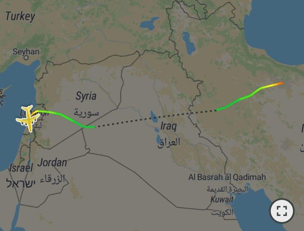 The route of Fars Air Qeshm's Boeing 747
