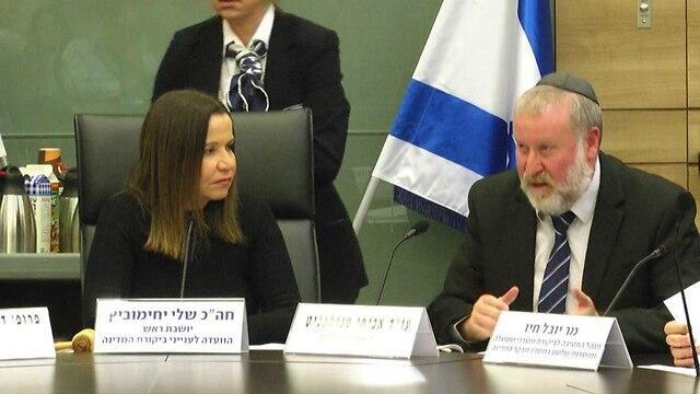 AG Avichai Mandelblit and Zionist Union MK Shelly Yachimovich at a Knesset committee meeting (Photo: Gil Yohanan)