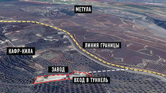 Схема расположения завода и входа в туннель 