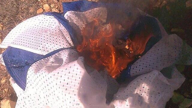 Israeli flag burned by Jewish minors