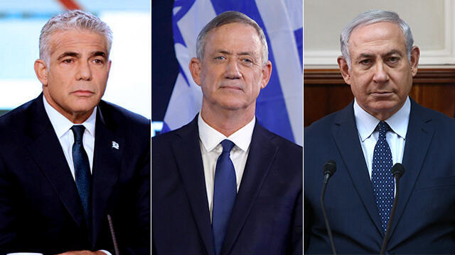 Left to right: Lapid, Gantz and Netanyahu nullnull Left to right: Lapid, Gantz and Netanyahu