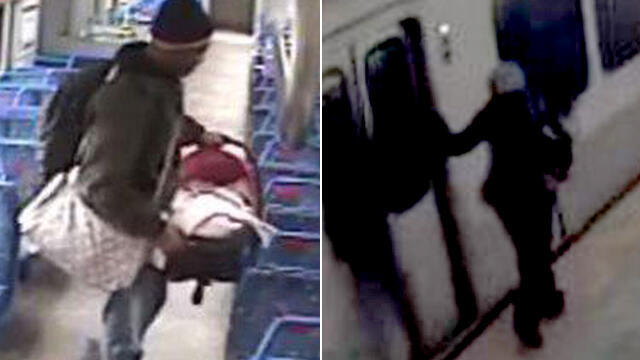 Ставит люльку с ребенком на сиденье. Пытается остановить поездnullnull Ставит люльку с ребенком на сиденье. Пытается остановить поезд