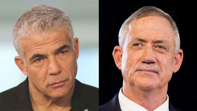Lapid and Gantz (Photo: EPA, Avi Mualem) Lapid and Gantz