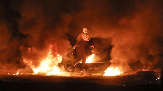 Ночные беспорядки у границы с Газой, февраль 2019 года. Фото: AFP