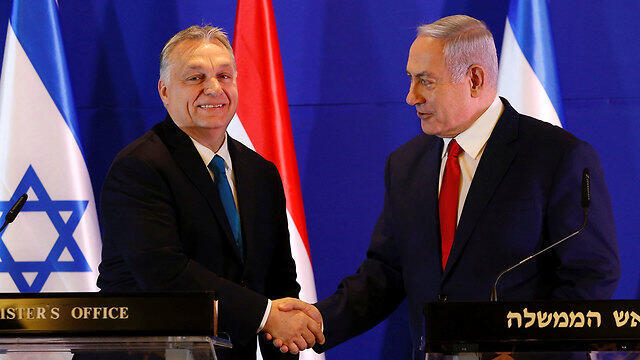 Benjamin Netanyahu with Hungarian PM Viktor Orban