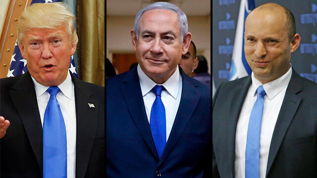 President Trump, Prime Minister Netanyahu and Naftali Bennett (צילום: שאול גולן, AFP, רויטרס) President Trump, Prime Minister Netanyahu and Naftali Bennett