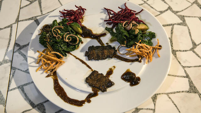 Lab-grown steak during a presentation by the Israeli company Aleph Farms, in Jaffa, Israel, January 16, 2019 