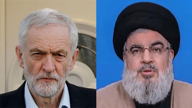 British Labour leader Jeremy Corbyn and Hezbollah chief Hassan Nasrallah (צילום: EPA, AFP) British Labour leader Jeremy Corbyn and Hezbollah chief Hassan Nasrallah