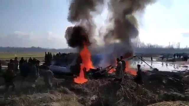 The site of the Indian plane crash, downed by Pakistani forcesnullnull The site of the Indian plane crash, downed by Pakistani forces