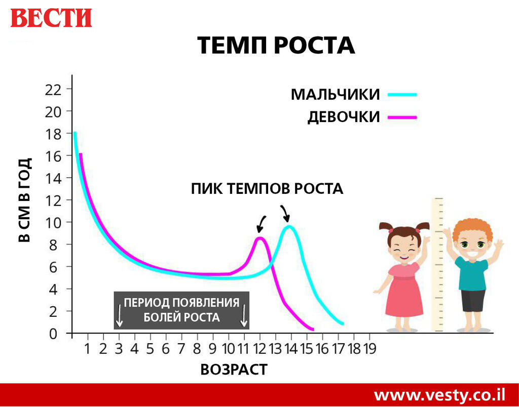 График роста и появления болей у детей (Вести) График роста и появления болей у детей