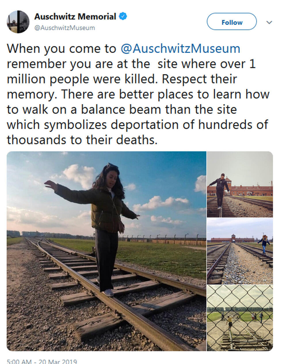 Публикация на странице музея Аушвиц в Twitternullnull Публикация на странице музея Аушвиц в Twitter