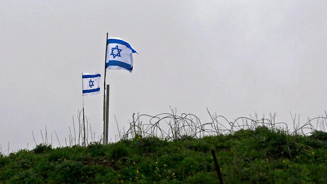 Israeli flags on Golan Heights