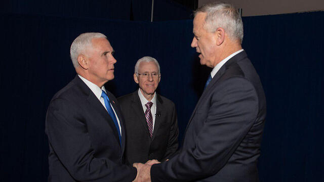 Benny Gantz and US Vice President Mike Pence at the AIPAC conference in Washington (Photo: Alexi Rosenfeld) (צילום: אלכסי רוזנפלד) Benny Gantz and US Vice President Mike Pence at the AIPAC conference in Washington (Photo: Alexi Rosenfeld)