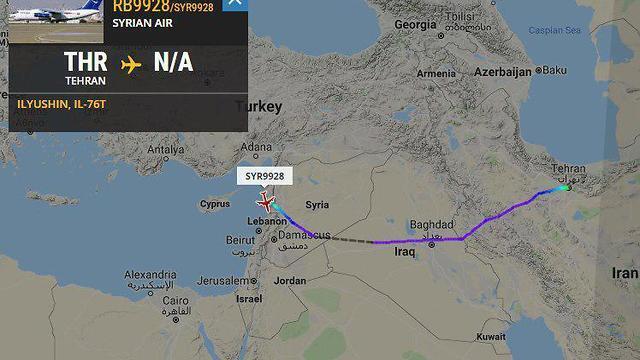 Маршрут самолета сирийских ВВС