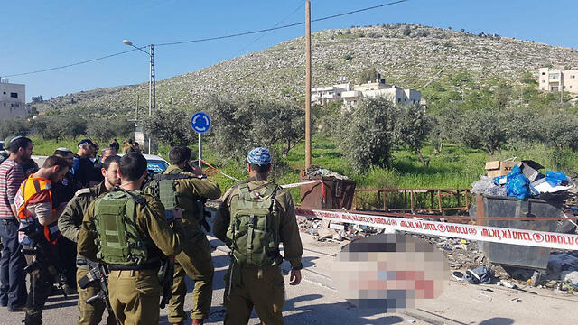 The scene of the Wednesday stabbing attack near Huwara, West Bank