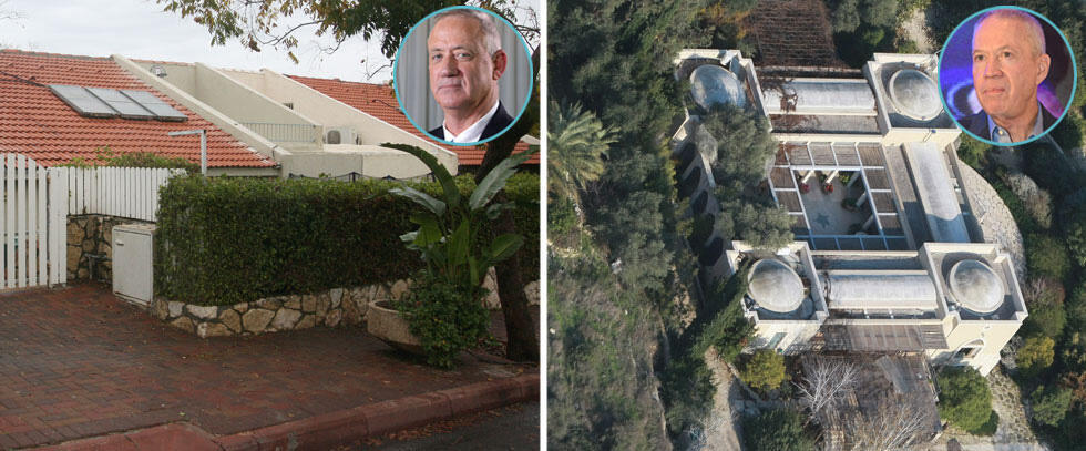 Слева - дом Бени Ганца, справа - дом Йоава Галанта. Фото: Дана Копель, Яир Саги, Томерика, Шауль Голан