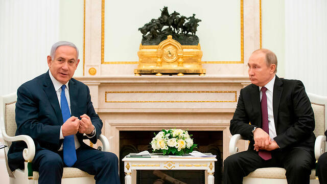 Vladimir Putin and Benjamin Netanyahu meeting in Moscow in April 