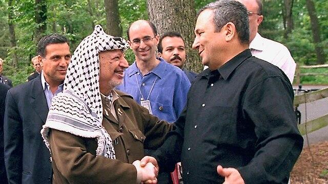 Yasser Arafat and Ehud Barak at Camp David in July 2000