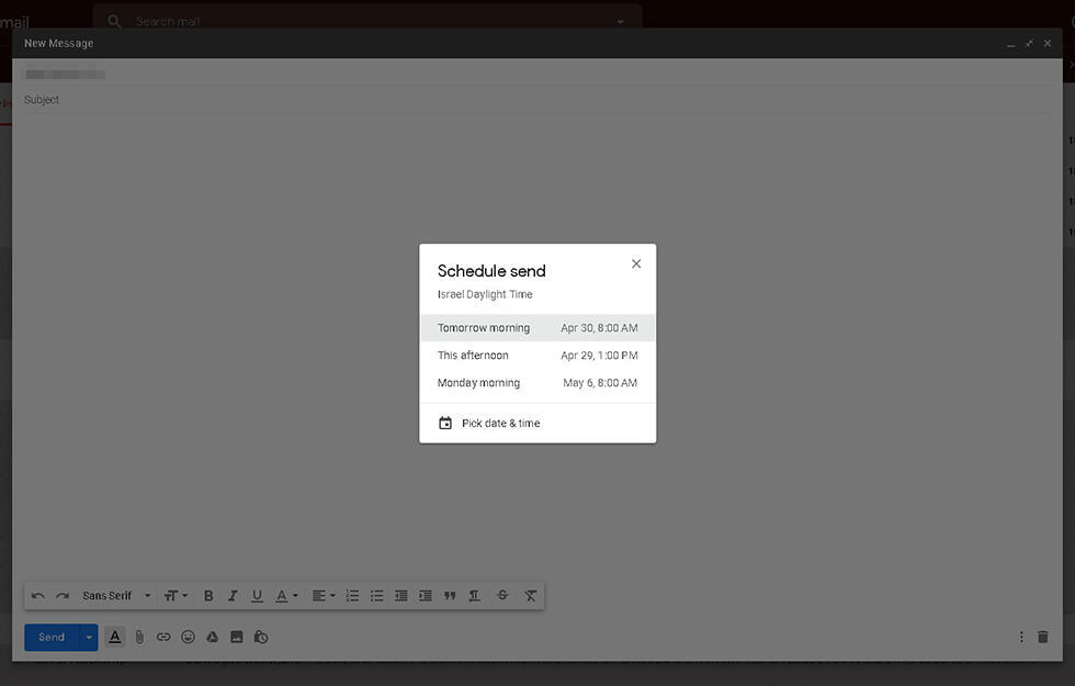 Указания для ивритской версии почты Gmail