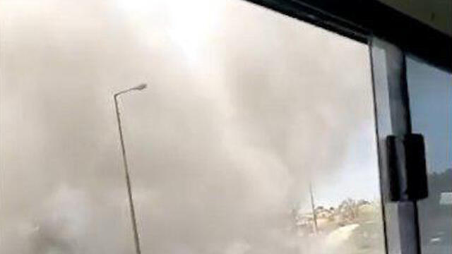 Разрыв ракеты на шоссе № 34. Любительская съемка