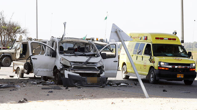 The vehicle of an Israeli driver killed when it was hit by an anti-tank missile fired from Gaza (Photo: AFP)