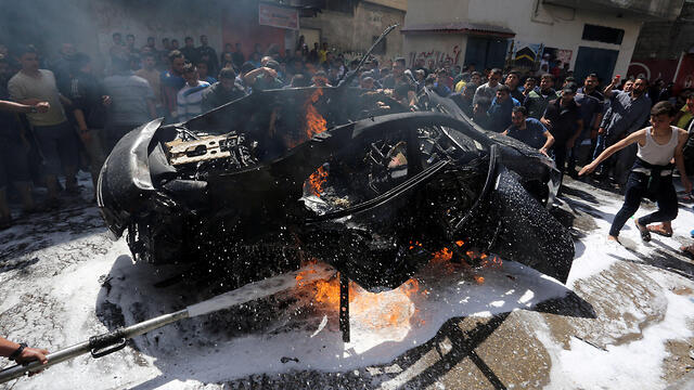 Hamed al-Khoudary's car after IDF strike