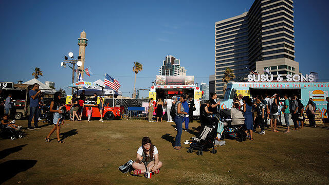 The "Eurovision Village" pavilion with Hassan Bek mosque in the background (Photo: Reuters) 