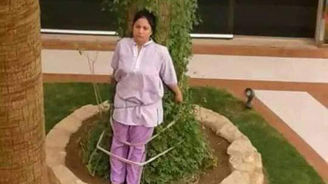 Филиппинскую домработницу привязали к деревуnullnull Филиппинскую домработницу привязали к дереву