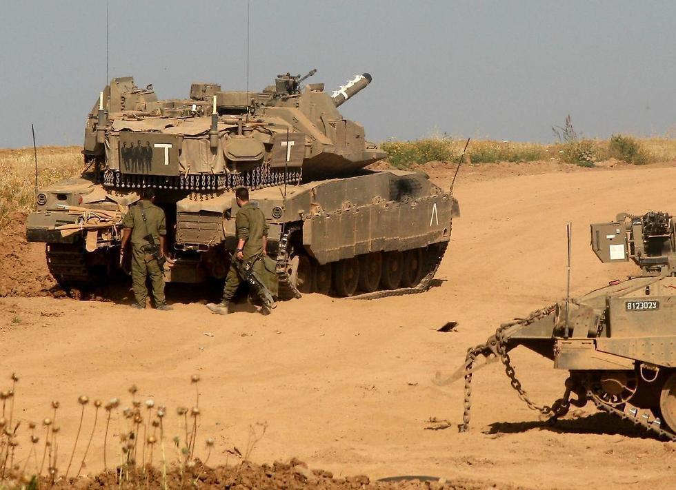 Israeli forces deployed on the Gaza border