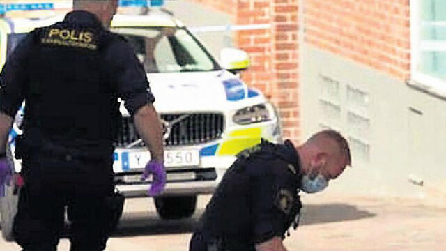 Police at the scene of the attack in Helsingborg