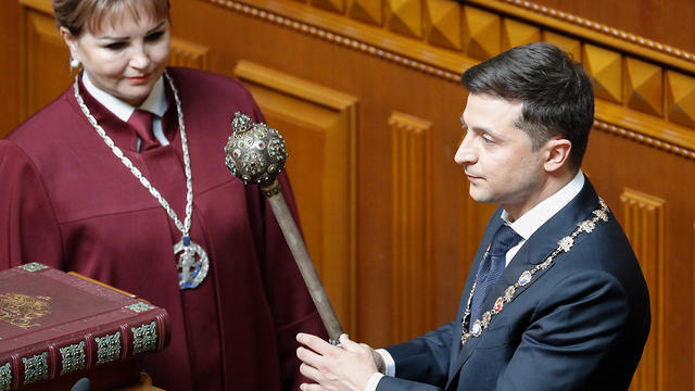 Volodymyr Zelenskiy during his inauguration in the Ukrainian parliament in Kiev, 20 May 2019