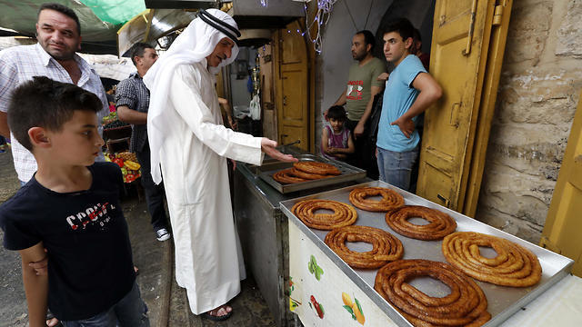 Traditional Ramadan sweets at a market in Hebron