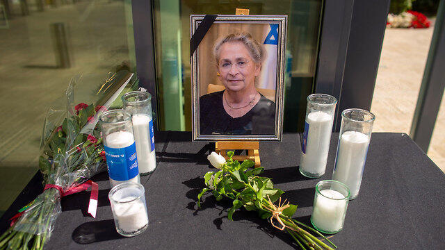 A memorial to Nechama Rivlin outside the president's official residence in Jerusalem following her death
