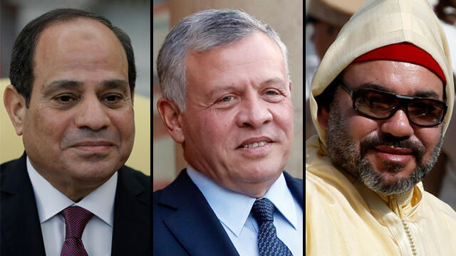 King Abdullah II of Jordan, King Mohammed VI of Morocco and Egyptian President Abdel Fatah al-Sisi (צילום: AP) King Abdullah II of Jordan, King Mohammed VI of Morocco and Egyptian President Abdel Fatah al-Sisi