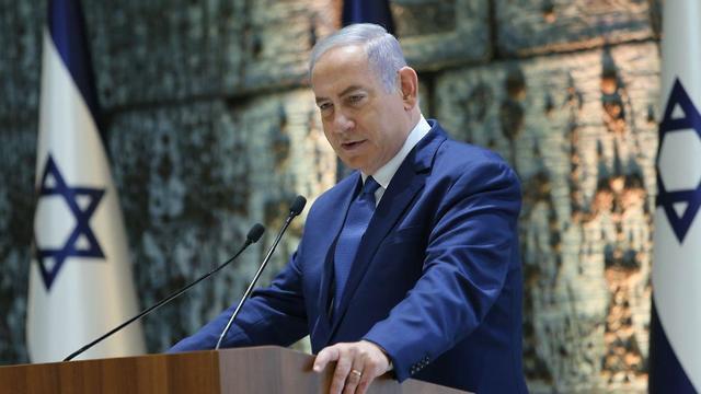 Prime Minister Benjamin Netanyahu  speaking in Jerusalem on Monday (Photo: Alex Kolomoisky)  