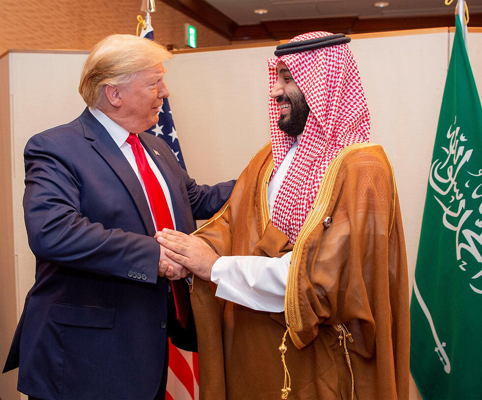 US President Donald Trump and Saudi Crown Prince Mohammed bin Salman (Photo: Reuters) נשיא ארה"ב דונלד טראמפ עם יורש העצר של סעודיה מוחמד בן סלמאן ועידה G20 אוסקה יפן