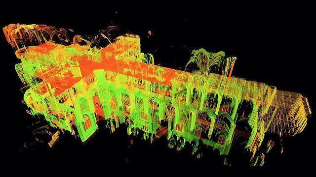 Трехмерный скан Собора Парижской богоматери. Источник: National Geografic (מקור: נשיונל ג'אוגרפיק) Трехмерный скан Собора Парижской богоматери. Источник: National Geografic