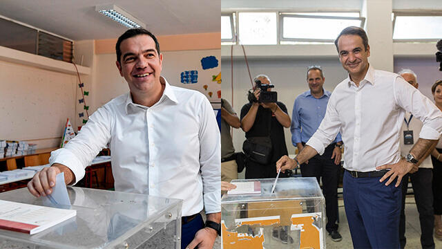 Former and future prime ministers vote in Greek elections