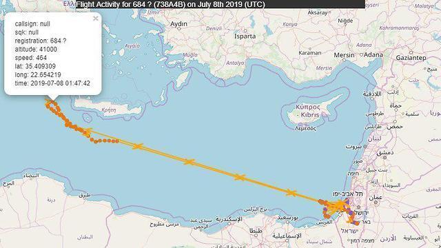 Маршрут полета самолета ВВС ЦАХАЛаnullnull Маршрут полета самолета ВВС ЦАХАЛа