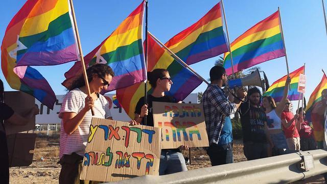 Акция протеста в мошаве Наве. Фото: Хаим Горенштейн