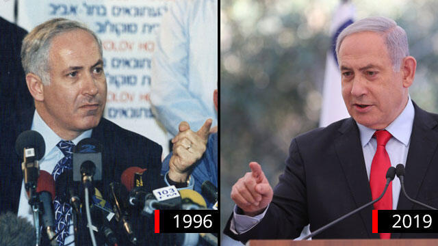 Биньямин Нетаниягу в 1996 и 2019 году. Фото: Михаэль Кремер, Алекс Коломойский